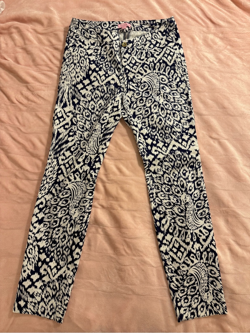 Lilly Pulitzer Kelly Skinny Ankle Pants, Home Slice, Navy Blue, Sz 2